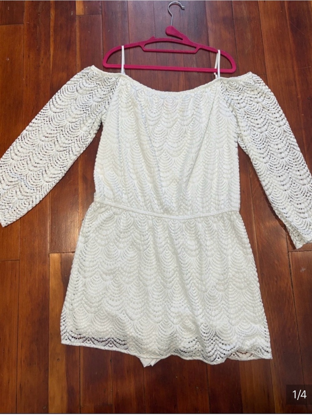 Lilly Pulitzer White Lace Off-Shoulder Romper, Size XL